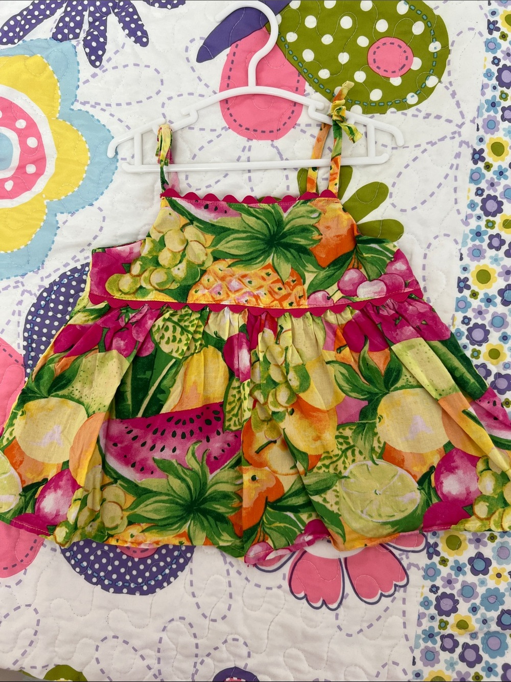 Janie and Jack Tropical Fruit Dress in Fuchsia & Lime